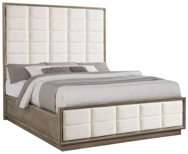 Durango Taupe Oak and Cream California King Upholstered Panel Bed
