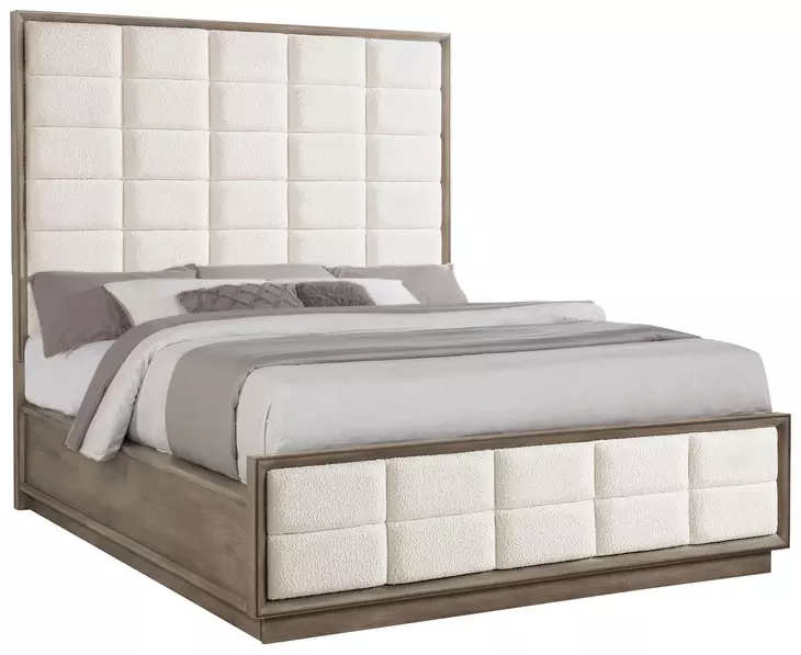 Durango Taupe Oak and Cream California King Upholstered Panel Bed