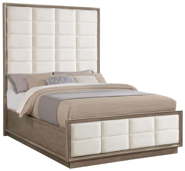 Durango Washed Oak Queen Upholstered Panel Bed
