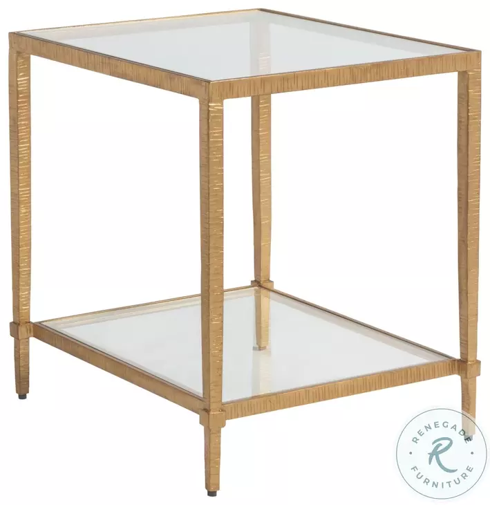 Metal Designs Gold Leaf Claret Rectangular End Table
