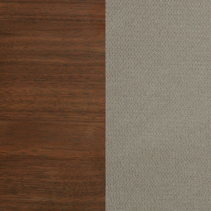 Maderia Walnut and Taupe California King Upholstered Panel Bed