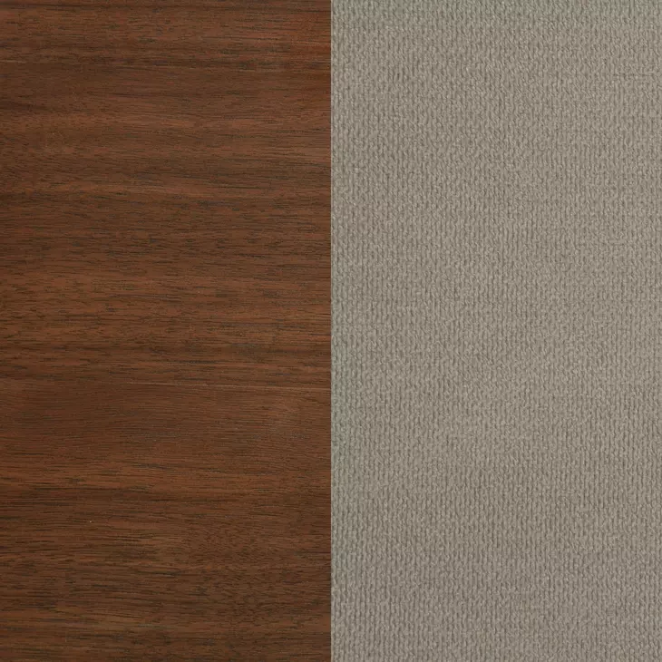 Maderia Walnut and Taupe California King Upholstered Panel Bed