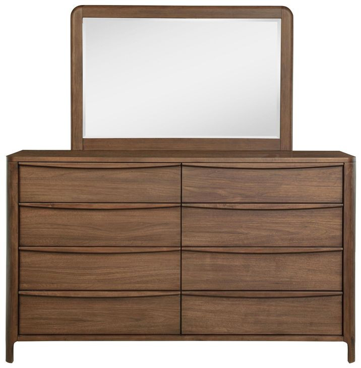 Maderia Walnut 8 Drawer Dresser With Mirror