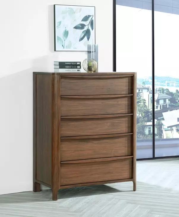 Maderia Walnut 5 Drawer Chest
