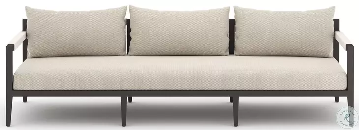 Sherwood Faye Sand And Bronze 93" Performance Fabric Outdoor Sofa