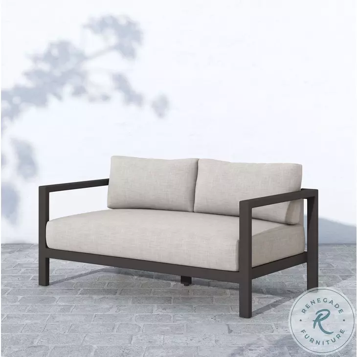 Sonoma Stone Grey And Bronze Performance Fabric Outdoor Loveseat
