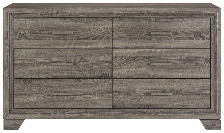 Wright Brown Oak 6 Drawer Dresser