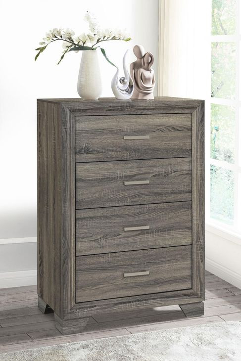 Wright Brown Oak 4 Drawer Chest