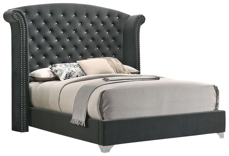 Melody Grey King Upholstered Panel Bed