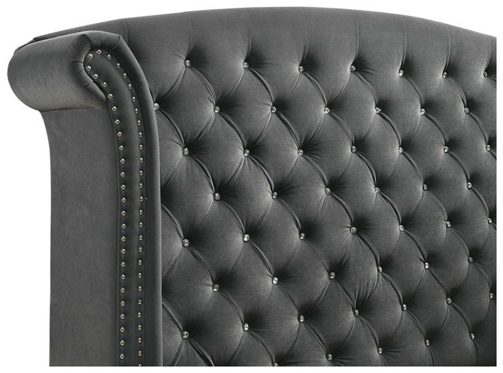 Melody Grey Queen Upholstered Panel Bed