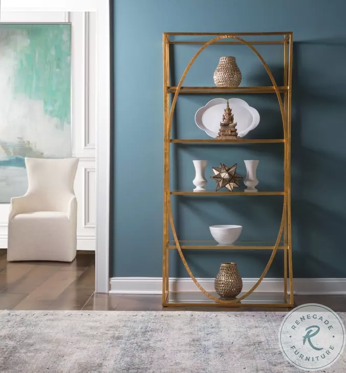 Metal Designs Gold Leaf Ellipse Etagere