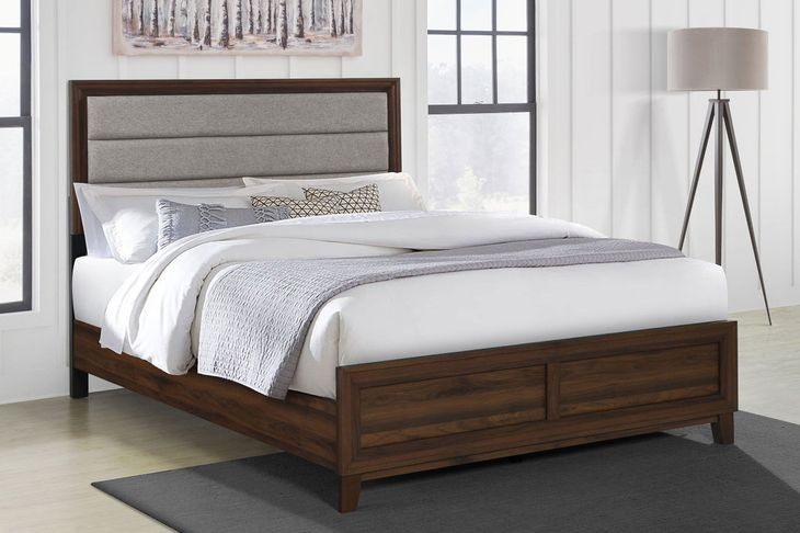 Welsley Taupe California King Upholstered Panel Bed