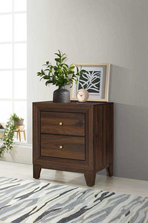 Welsley Walnut 2 Drawer Nightstand