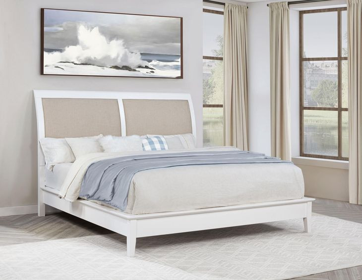 Bexhill White King Upholstered Panel Bed