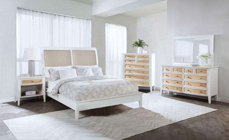 Bexhill White King Upholstered Panel Bed