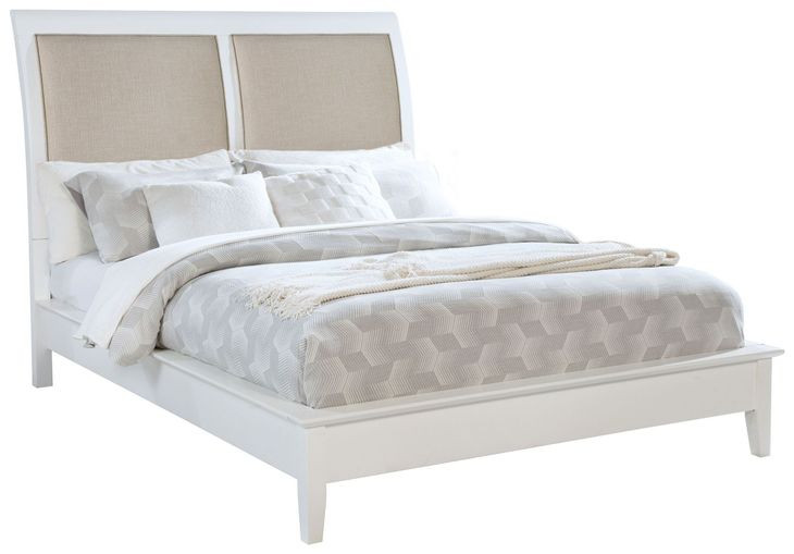Bexhill White and Tan California King Upholstered Panel Bed
