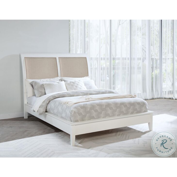 Bexhill White Queen Upholstered Panel Bed From Coaster Furniture