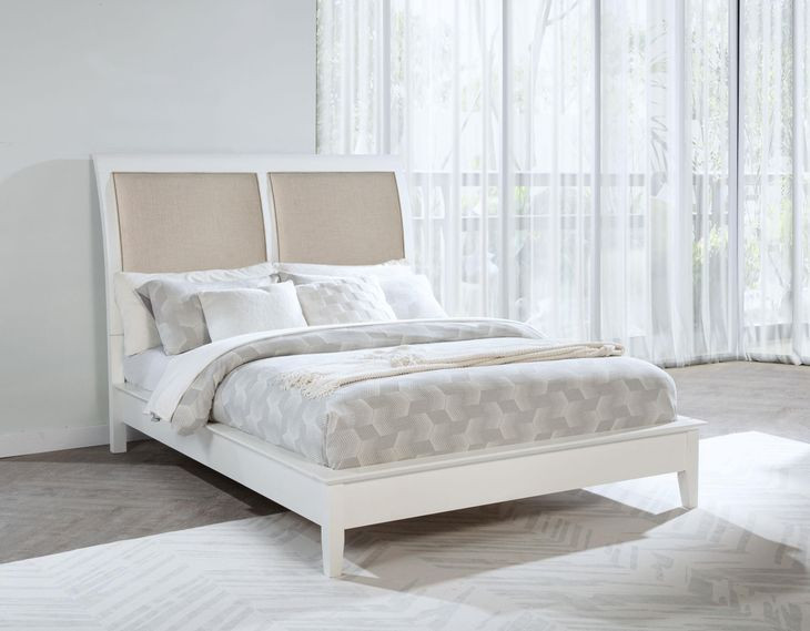 Bexhill White Queen Upholstered Panel Bed