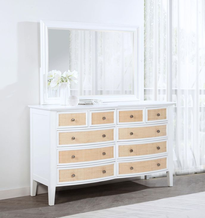 Bexhill White 10 Drawer Dresser With Mirror