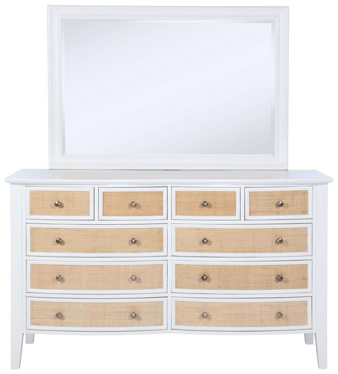 Bexhill White 10 Drawer Dresser With Mirror