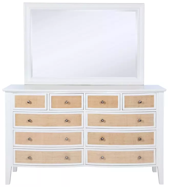 Bexhill White 10 Drawer Dresser With Mirror