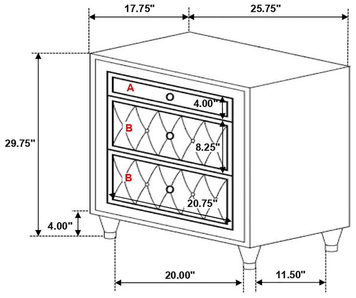 Antonella Ivory And Camel Nightstand