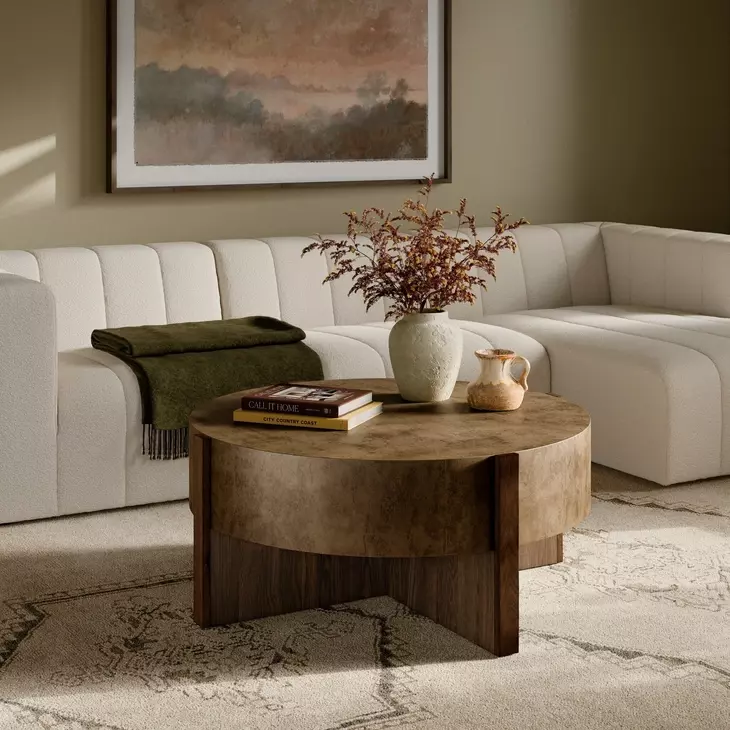 Bingham Antiqued Brass Aluminum Coffee Table