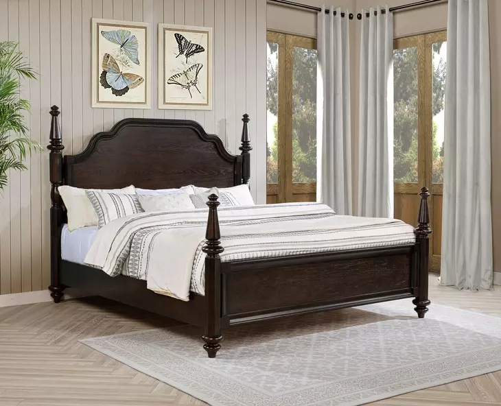 Andover Dark Oak King Poster Bed