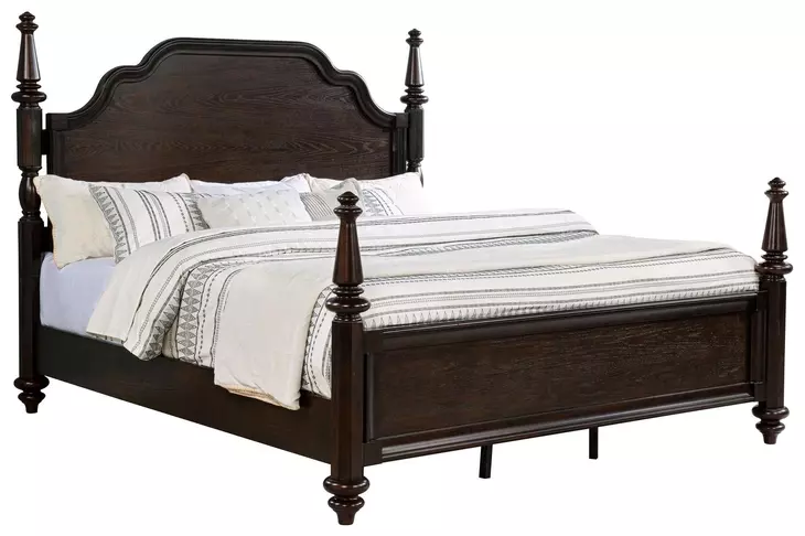 Andover Dark Oak King Poster Bed