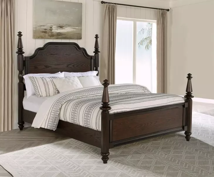 Andover Dark Oak Queen Poster Bed