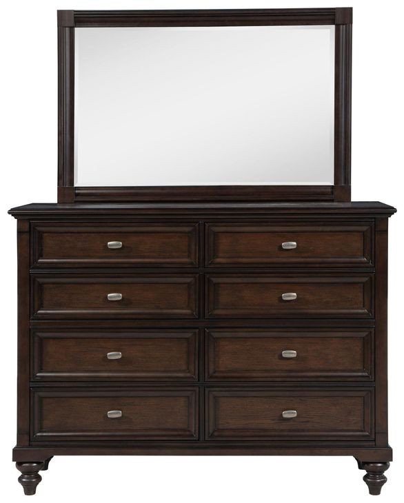 Andover Dark Oak 8 Drawer Dresser With Mirror