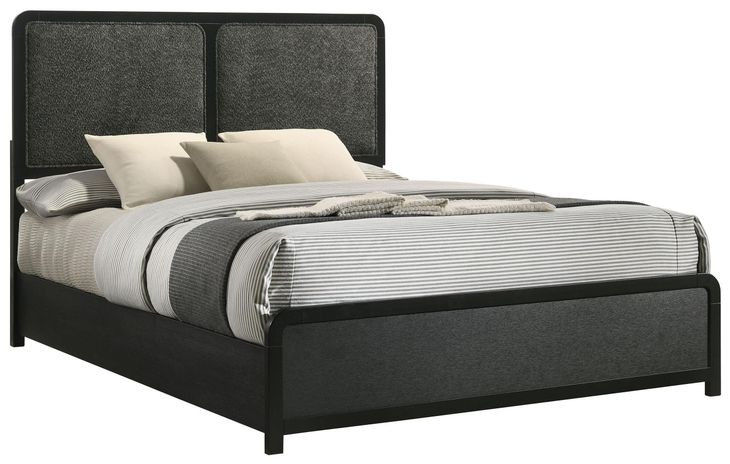 Cavelle Black King Upholstered Panel Bed