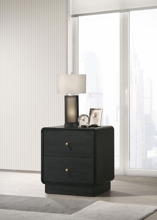Cavelle Black 2 Drawer Nightstand