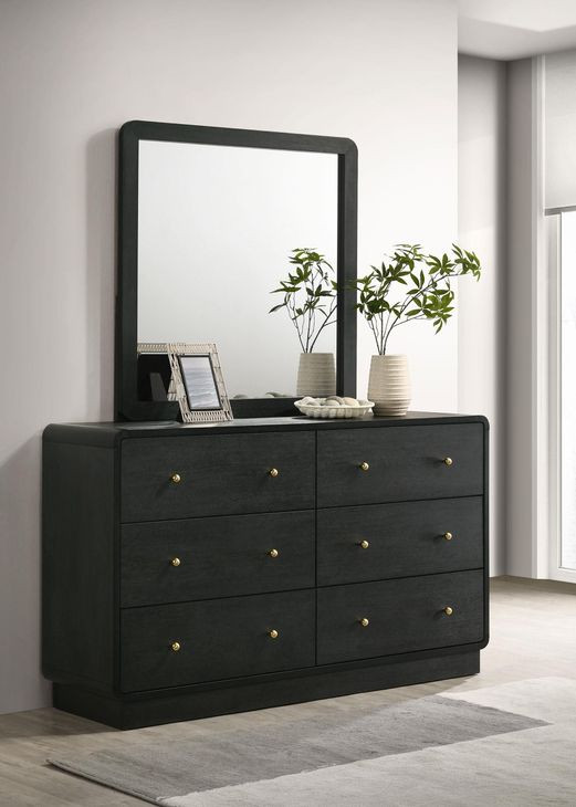 Cavelle Black 6 Drawer Dresser With Mirror
