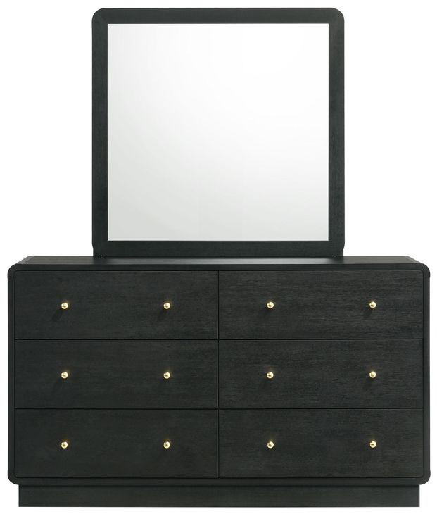 Cavelle Black 6 Drawer Dresser With Mirror