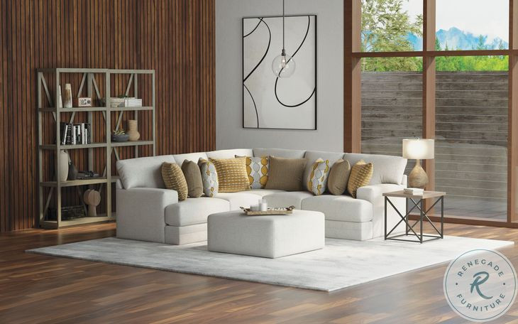 Tori Birch L-Shape Sectional with Ottoman