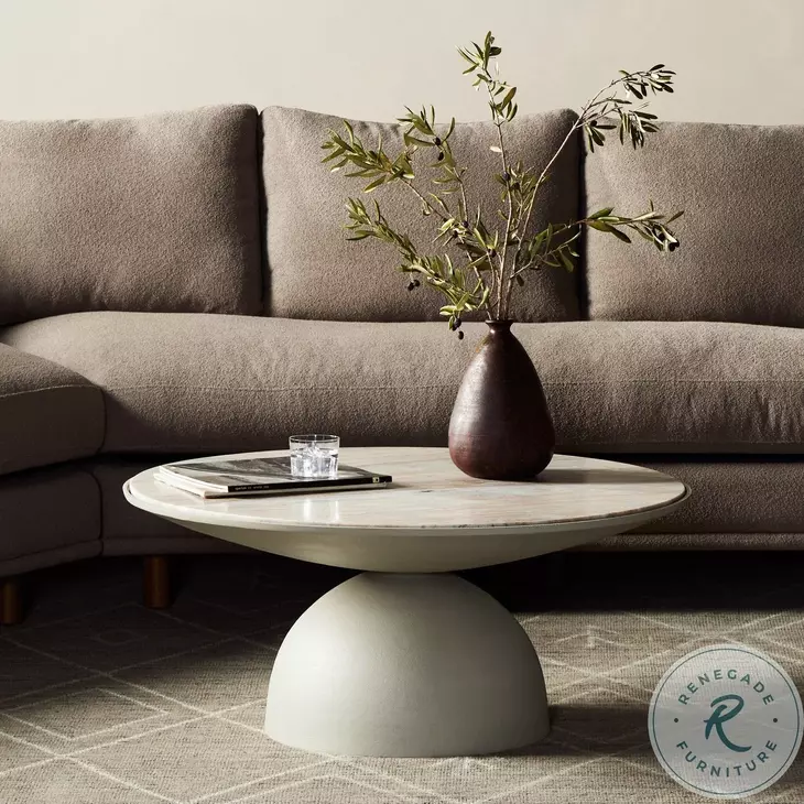 Corbett Creamy Taupe Marble Small Round Occassional Table Set