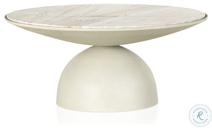 Corbett Creamy Taupe Marble Small Round Coffee Table