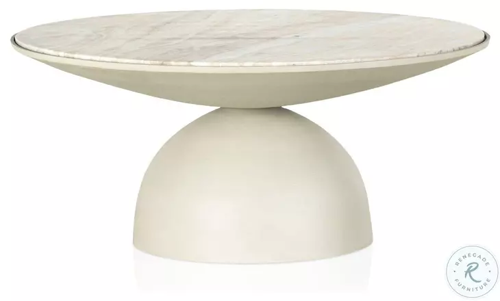 Corbett Creamy Taupe Marble Small Round Occassional Table Set