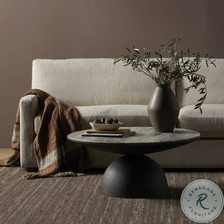 Corbett River Grey Marble Round Occassional Table Set