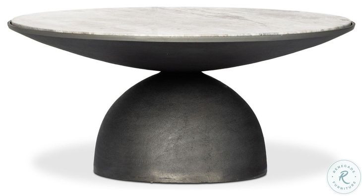 Corbett River Grey Marble Round Occassional Table Set