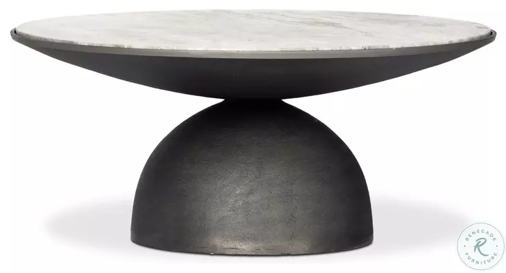 Corbett River Grey Marble Round Coffee Table