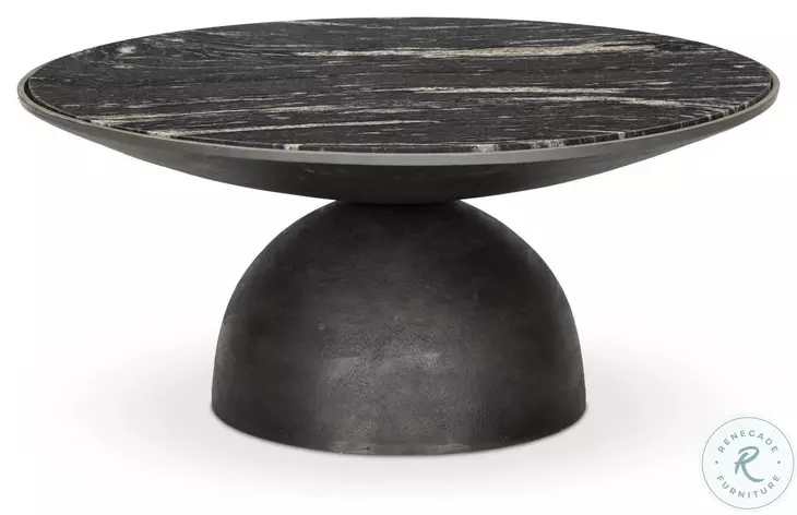 Corbett Polished Black Marble Small Round Occassional Table Set