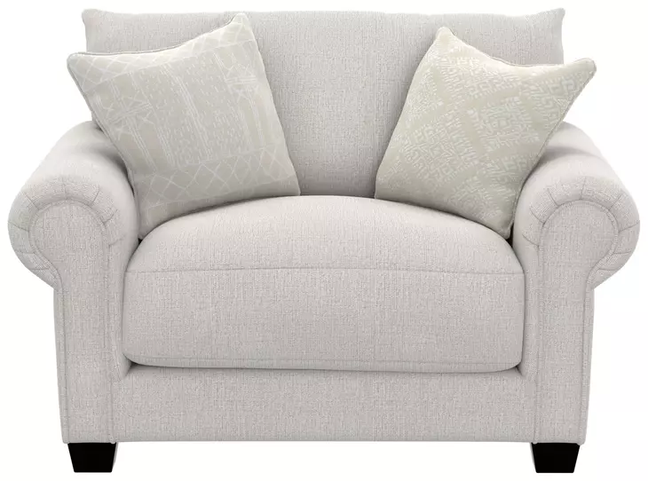 Barrett Natural Upholstered Chair and A Half with Pillows