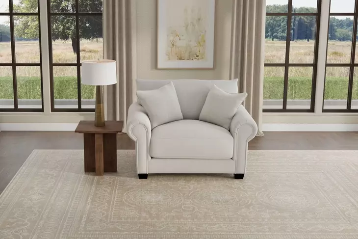Barrett Natural Upholstered Chair and A Half with Pillows