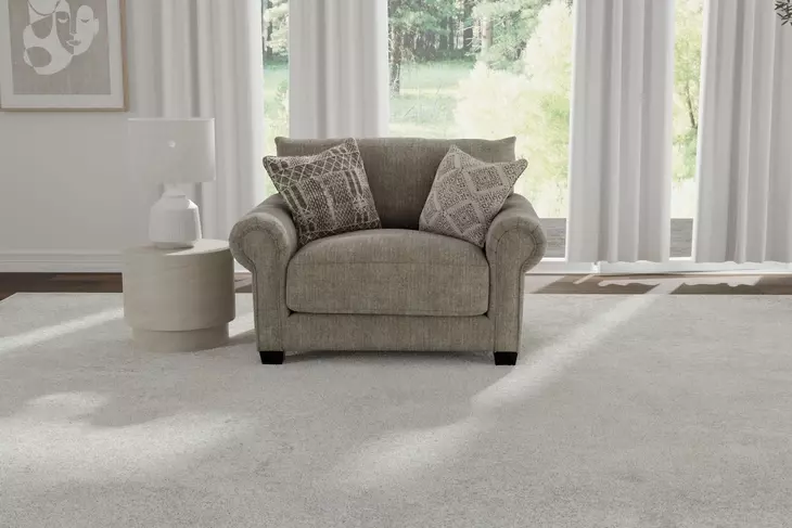 Barrett Stone Upholstered Chair and A Half with Pillows