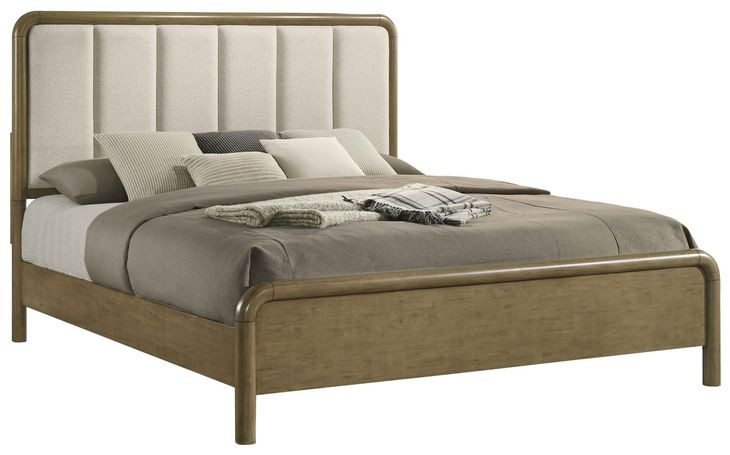 Amsbury Nutmeg Queen Upholstered Panel Bed