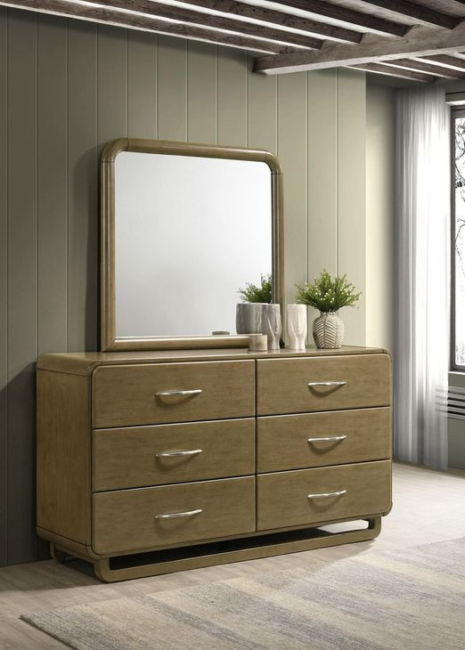 Amsbury Nutmeg 6 Drawer Dresser With Mirror
