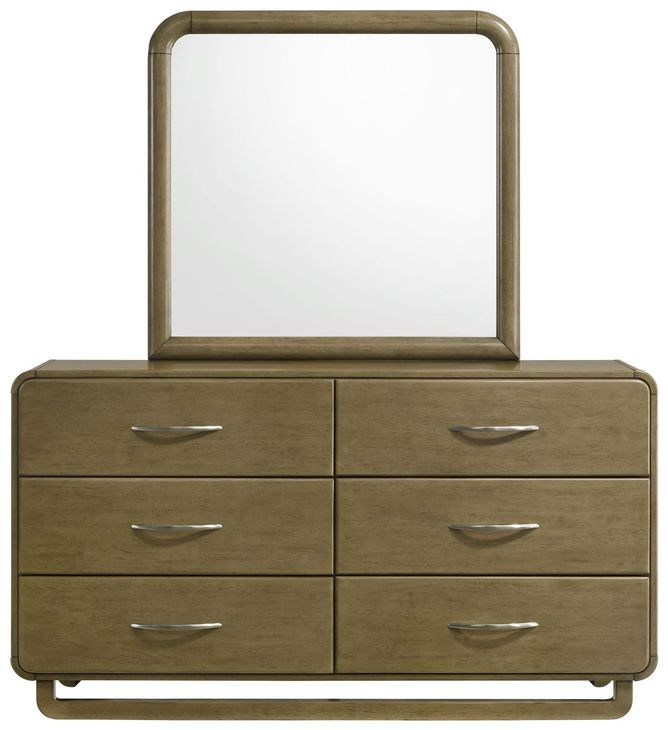 Amsbury Nutmeg 6 Drawer Dresser With Mirror