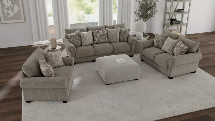 Barrett Stone Upholstered Chair and A Half with Pillows